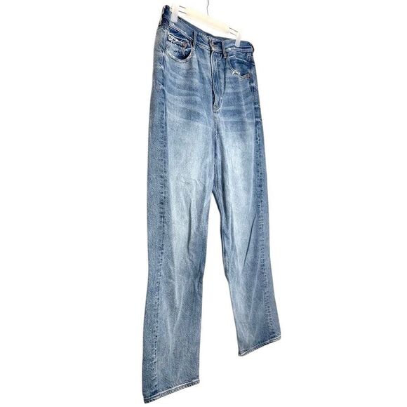 American Eagle Outfitters High Rise Straight Leg Baggy Denim Jeans Blue Size 12 - Picture 3 of 6
